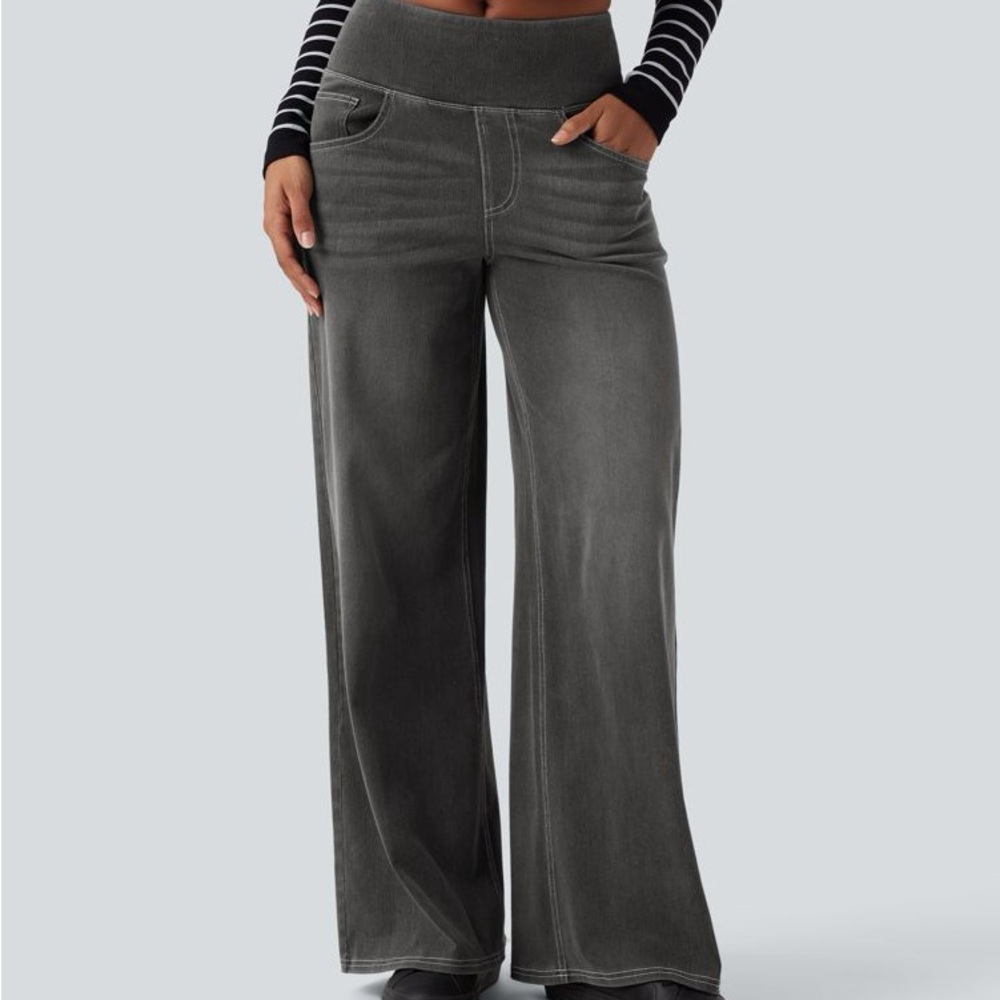 Halara Flex™ Mid Rise Tummy Control Casual Baggy Jeans with Pockets